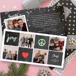 Peace Joy Love Chalkboard Squares Simple 4 Photo Holiday Card<br><div class="desc">Designed by fat*fa*tin. Easy to customise with your own text,  photo or image. For custom requests,  please contact fat*fa*tin directly. Custom charges apply.

www.zazzle.com/fat_fa_tin
www.zazzle.com/color_therapy
www.zazzle.com/fatfatin_blue_knot
www.zazzle.com/fatfatin_red_knot
www.zazzle.com/fatfatin_mini_me
www.zazzle.com/fatfatin_box
www.zazzle.com/fatfatin_design
www.zazzle.com/fatfatin_ink</div>