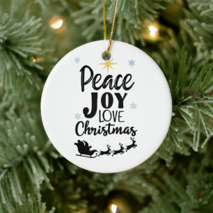 Peace Joy Love Christmas Modern Santa Sleigh Ceramic Tree Decoration