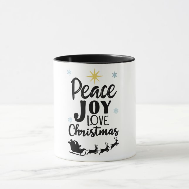 Peace Joy Love Christmas | Modern Santa Sleigh  Mug (Center)