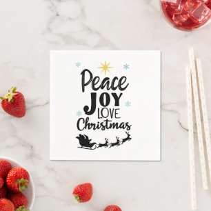 Peace Joy Love Christmas Modern Santa Sleigh Napkin