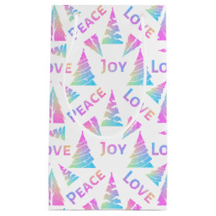 Peace Joy Love Christmas Tree Small Gift Bag