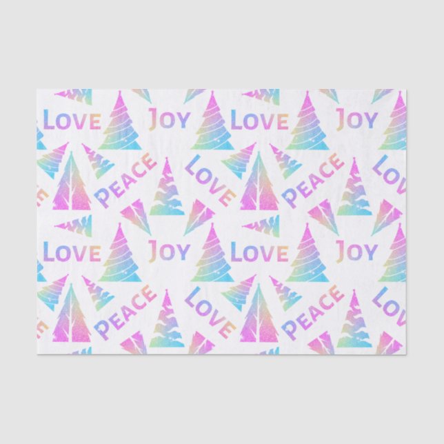 Peace Joy Love Christmas Tree Tissue Paper (Front)