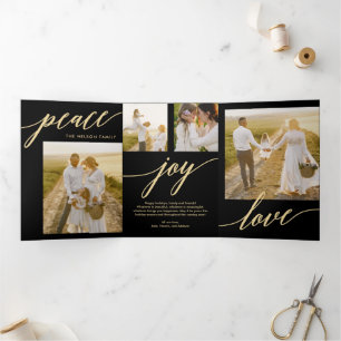 Peace Joy Love EDITABLE COLOR Trifold Holiday Card