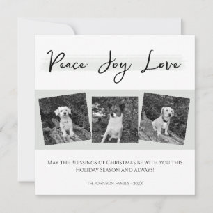Peace Joy Love Elegant Black White Christmas Photo Holiday Card