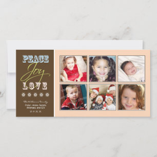 Peace-Joy-Love Family Holiday Photocard (peach) Card