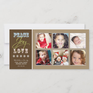 Peace-Joy-Love Family Holiday Photocard (taupe) Card