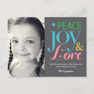 Peace Joy & Love Holiday Photo Card Postcard