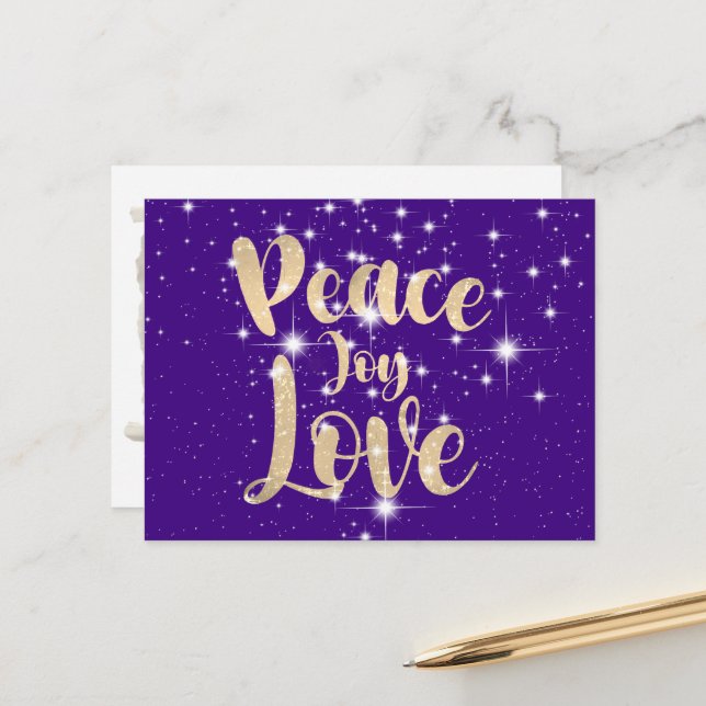 Peace Joy Love In Stars   Holiday Postcard (Front/Back In Situ)