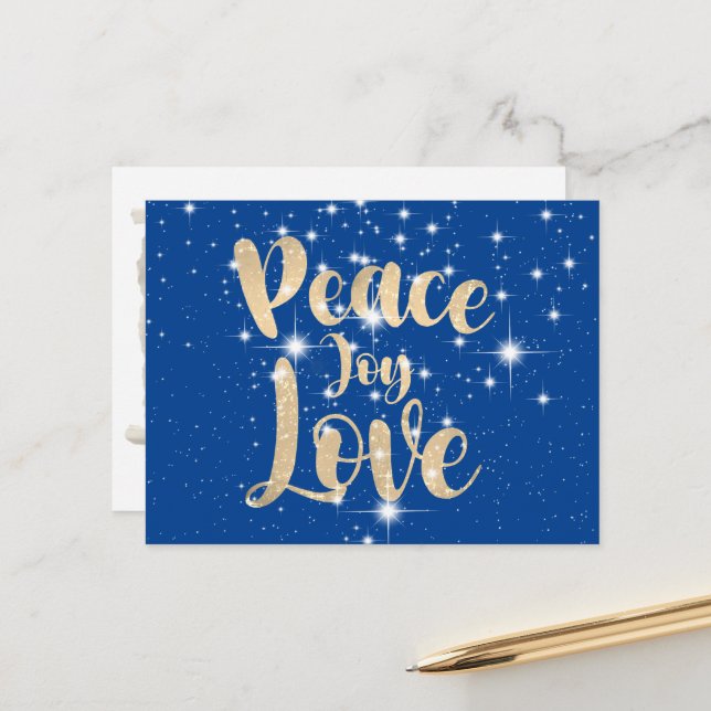 Peace Joy Love In Stars  Holiday Postcard (Front/Back In Situ)