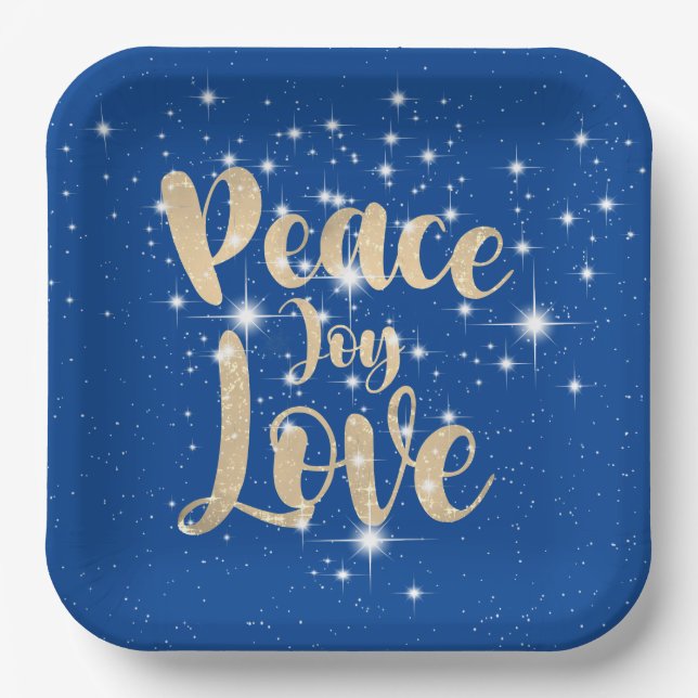 Peace Joy Love In Stars  Paper Plate (Front)