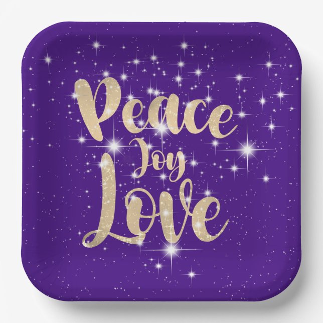 Peace Joy Love In Stars   Paper Plate (Front)