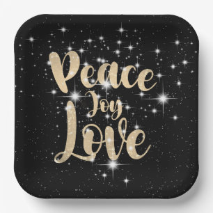 Peace Joy Love In Stars Paper Plate