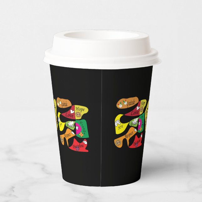 Peace Joy Love Inspirational Quote Paper Cups (Right)