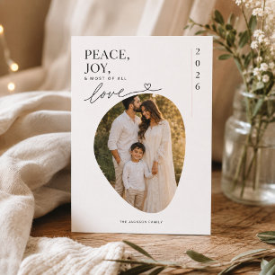 Peace Joy Love Organic Modern Christmas Photo Holiday Card