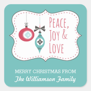 Peace Joy Love Personalised Holiday Sticker