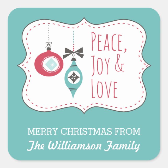 Peace Joy Love Personalised Holiday Sticker (Front)