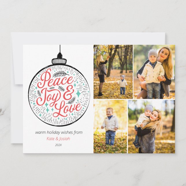 Peace, Joy & Love Photo Holiday Card (Front)