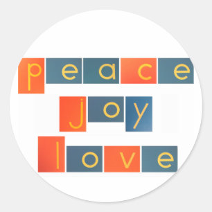 PEACE JOY LOVE Sandpaper Letters Classic Round Sticker