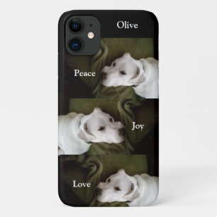 Peace, Joy, Love White Puppy Dog Christmas iPhone 11 Case