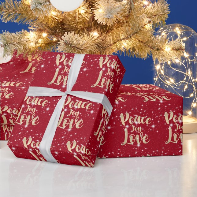 Peace Joy Love with Stars Wrapping Paper (Holidays)