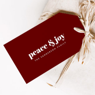 Peace & Joy Modern Minimalist Christmas Present Gift Tags