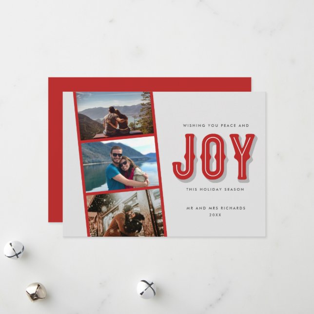 Peace Joy Photo Newlywed Couple Christmas  Holiday Card (Front/Back In Situ)
