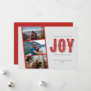 Peace Joy Photo Newlywed Couple Christmas  Holiday Card