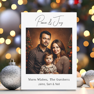 Peace & Joy Picture Personalised Christmas Holiday Card