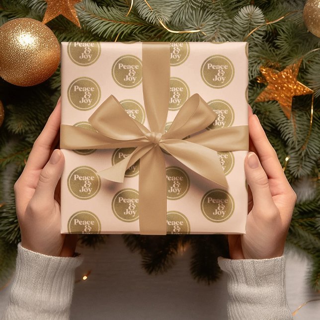 Peace & Joy, Pink and Gold Christmas Holiday Wrapping Paper (Peace & Joy, Pink and Gold Christmas Holiday Wrapping Paper)