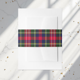 Peace & Joy Plaid Christmas Card Invitation Belly Band