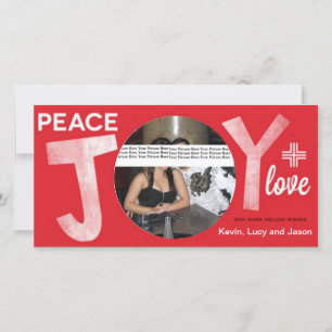 Peace Joy Plus Love Photo Card