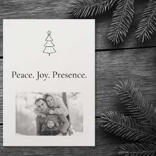 Peace. Joy. Presence. Minimalist Photo Christmas  Holiday Card