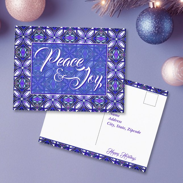 Peace & Joy Purple Christmas Postcard (Creator Uploaded)