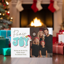 Peace Joy Retro Font 1 Photo Family Christmas