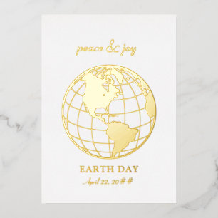 Peace & Joy Save Our Planet Logo Mother Earth Day Foil Holiday Card