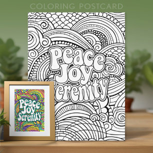 Peace Joy Serenity Abstract Pattern Adult Colourin Postcard