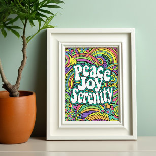 Peace Joy Serenity Abstract Pattern Adult Colourin Poster