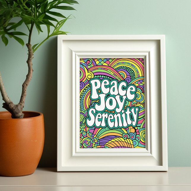 Peace Joy Serenity Abstract Pattern Adult Colourin Poster (Coloring poster - peace joy serenity)