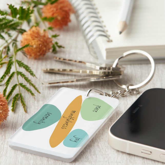 Peace, Joy, Serenity, One Day at a Time, Card Keyc Key Ring (Front Right)