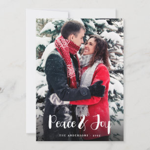 Peace & Joy Vertical Photo Christmas Holiday Card