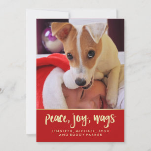 Peace Joy Wags   Your Dog's Christmas Photo Holiday Card