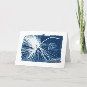 Peace & Joy White Pine Cyanotype Blank Holiday Card