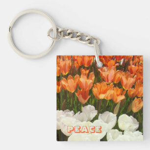 PEACE key chains Tulip Flowers Spring Floral