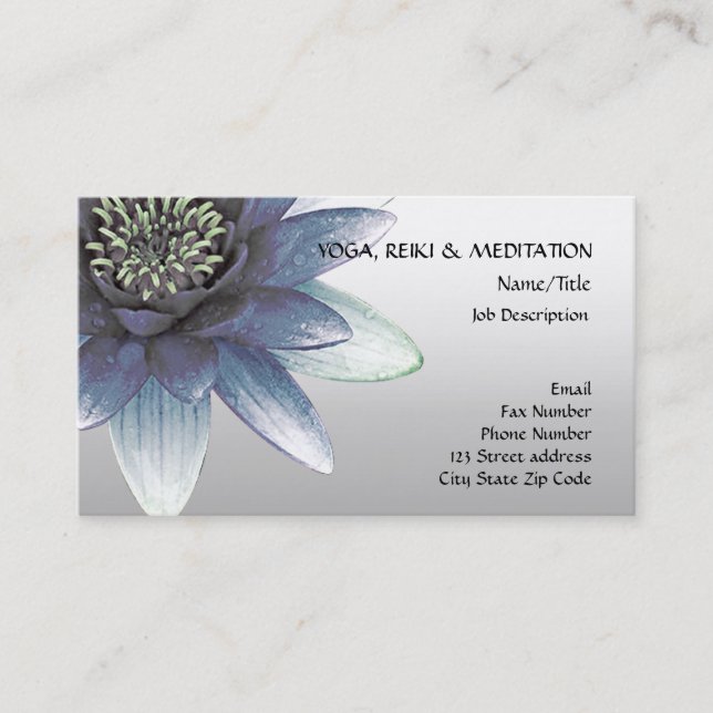 Peace l Beautiful Blue Lotus Flower Business Card (Front)
