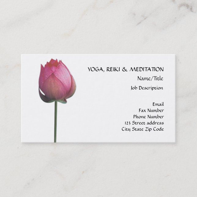 Peace l Beautiful Pink Lotus Flower/Water Lily Business Card (Front)