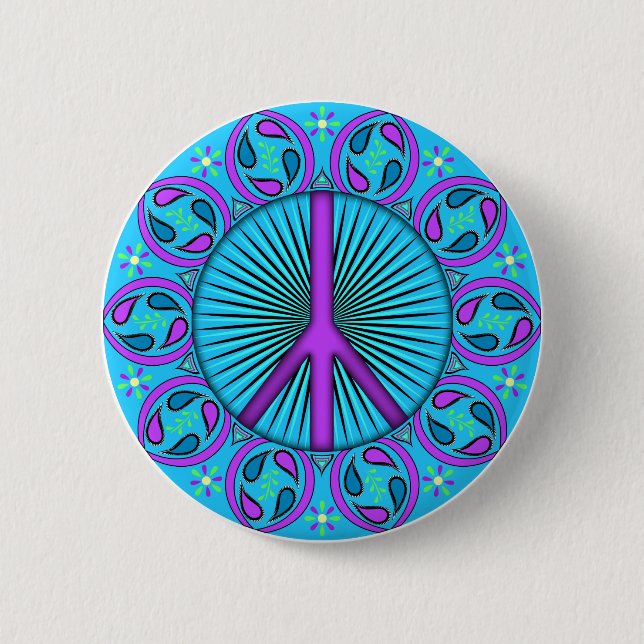 Peace ~ Leaf 6 Cm Round Badge (Front)