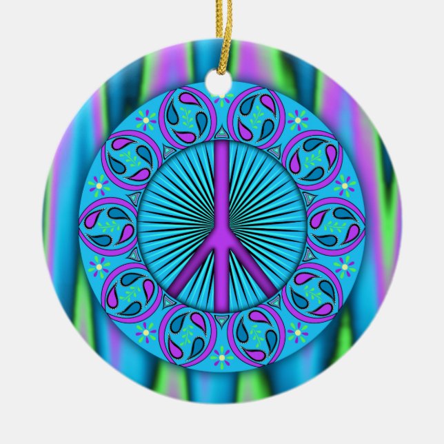 Peace ~ Leaf Ceramic Tree Decoration (Front)