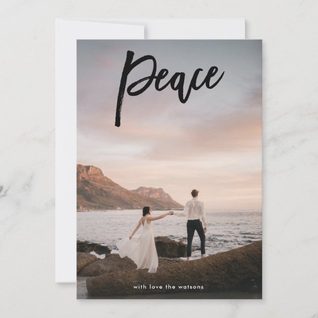Peace Lettering Christmas Religious Photo Card (Front)