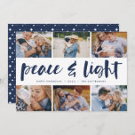 Peace & Light | Hanukkah Photo Collage Holiday Card<br><div class="desc">Share six favorite photos with our bright and festive Hanukkah holiday card. "Peace and Light" appears in the center in hand lettered brush typography,  with your holiday greeting,  names,  and the year beneath.</div>