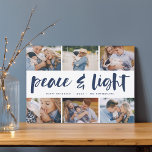 Peace & Light | Hanukkah Photo Collage Holiday Card<br><div class="desc">Share six favorite photos with our bright and festive Hanukkah holiday card. "Peace and Light" appears in the center in hand lettered brush typography,  with your holiday greeting,  names,  and the year beneath.</div>